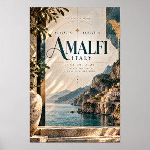 Amalfi Coast Italy Elegant Mediterranean Travel Wa Poster
