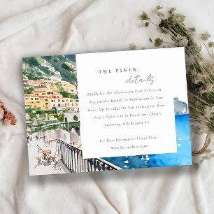 Amalfi Coast Italy Landscape Wedding Details Enclosure Card