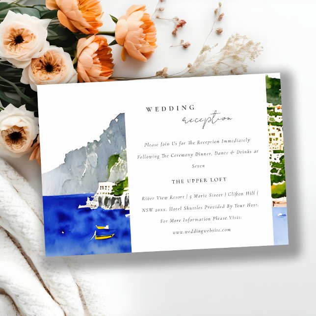 Amalfi Coast Italy  Landscape Wedding Reception Enclosure Card (Creator Uploaded)