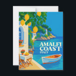Amalfi Coast Italy Lemon Tree Vintage Travel Postcard<br><div class="desc">Savour the charm of Southern Italy with this stunning Amalfi Coast Italy travel postcard! This captivating illustrated design features the iconic beauty of the Amalfi Coast, showcasing a picturesque coastal village with white-washed buildings and vibrant lemon trees. A charming rowboat floats on the shimmering turquoise Mediterranean Sea, perfectly capturing the...</div>