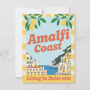 Amalfi Coast Italy Retro Living la Dolce Vita Postcard