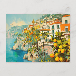 Amalfi Coast, Italy Retro Travel  Postcard
