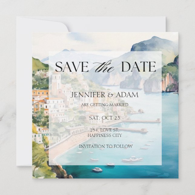 Amalfi Coast Italy Save the Date Invitation (Front)