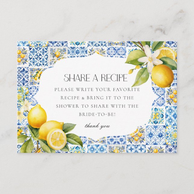 Amalfi Coast Italy Share a Recipe Invite Insert (Front)