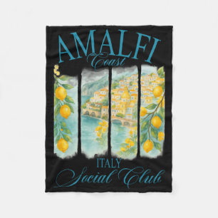 Amalfi Coast Italy Social Club Lemon Vintage Trave Fleece Blanket