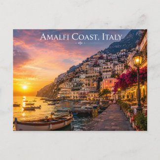 Amalfi Coast Italy Sunset Travel Postcard