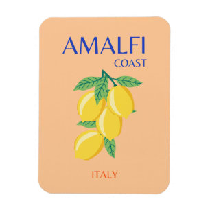 Amalfi Coast, Italy, Travel Art, Pastel, Orange Magnet