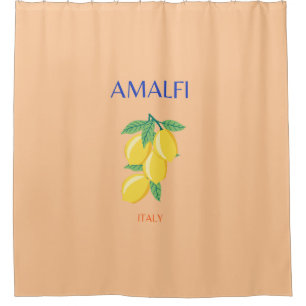 Amalfi Coast, Italy, Travel Art, Pastel, Orange Shower Curtain