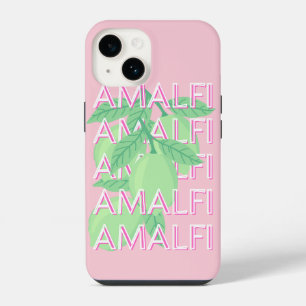 Amalfi Coast, Italy Travel Art, Pink iPhone 14 Case