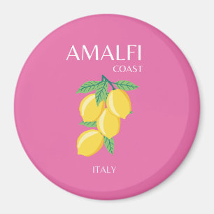 Amalfi Coast, Italy, Travel Art, Pink, Preppy Magnet