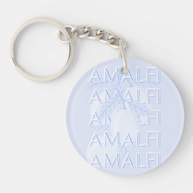 Amalfi Coast, Italy, Travel Art, Preppy, Blue Key Ring (Front)