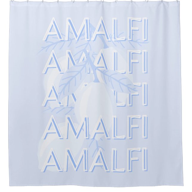 Amalfi Coast, Italy, Travel Art, Preppy, Blue Shower Curtain (Front)