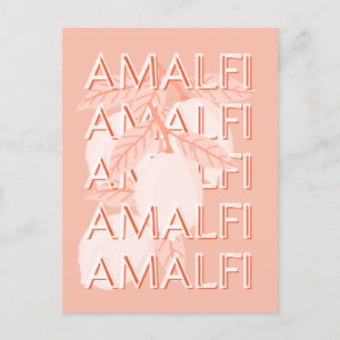 Amalfi Coast, Italy Travel Art, Preppy, Minimalist Postcard