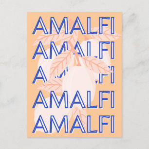 Amalfi Coast, Italy Travel Art, Preppy, Orange Holiday Postcard