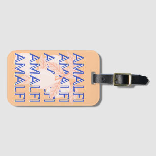 Amalfi Coast, Italy Travel Art, Preppy, Orange Luggage Tag