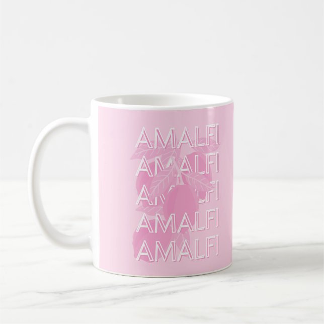 Amalfi Coast, Italy, Travel Art, Preppy, Pink Coffee Mug (Left)
