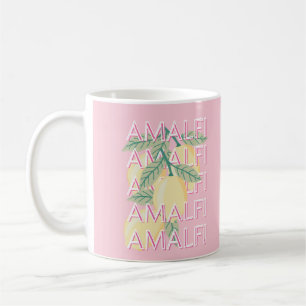Amalfi Coast, Italy, Travel Art, Preppy, Pink Coffee Mug