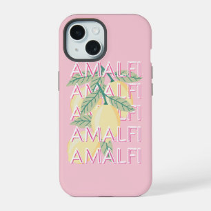 Amalfi Coast, Italy, Travel Art, Preppy, Pink iPhone 15 Case