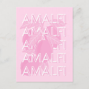 Amalfi Coast, Italy, Travel Art, Preppy, Pink Postcard