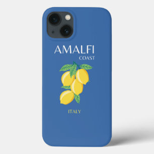 Amalfi Coast, Italy, Travel Art, Retro, Blue iPhone 13 Case