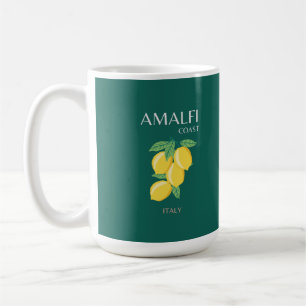 Amalfi Coast, Italy, Travel Art, Retro, Green Coffee Mug