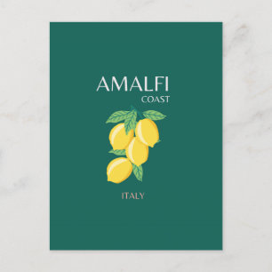 Amalfi Coast, Italy, Travel Art, Retro, Green Holiday Postcard