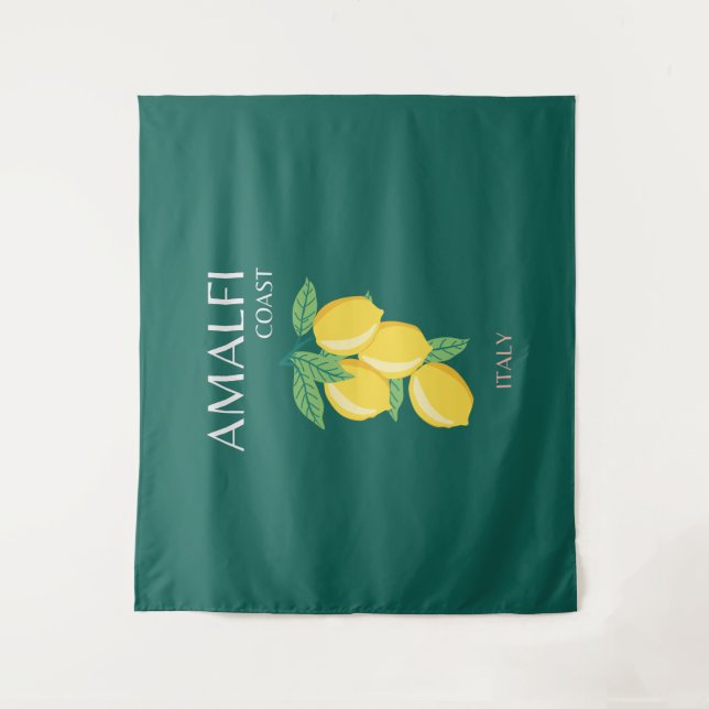 Amalfi Coast, Italy, Travel Art, Retro, Green Tapestry (Front)