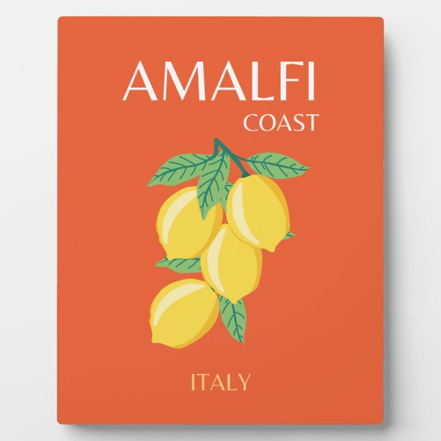 Amalfi Coast, Italy, Travel Art, Retro, Orange Plaque (Front)