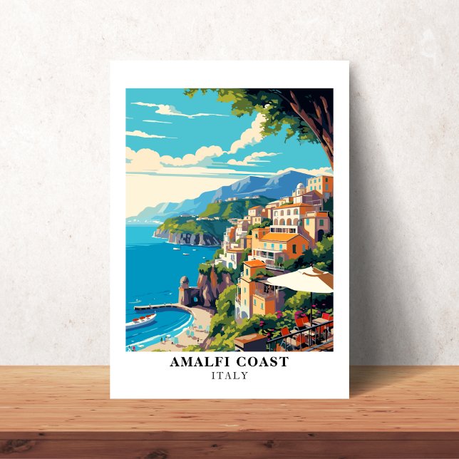 Amalfi Coast Italy Travel Retro  Poster (Amalfi Coast Italy Travel Retro Poster
)
