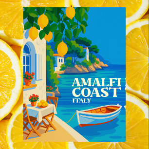 Amalfi Coast Italy Vintage Travel Mediterranean Postcard
