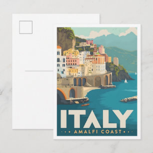 Amalfi Coast Italy Vintage Travel Postcard