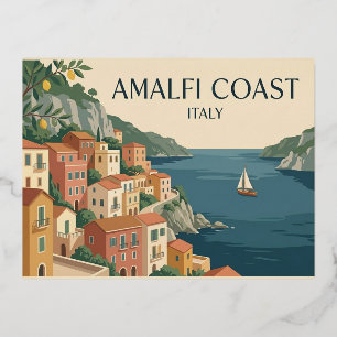 Amalfi Coast Italy Vintage Travel Postcard