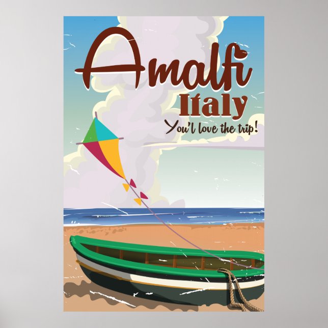 Amalfi coast Italy Vintage travel poster print (Front)
