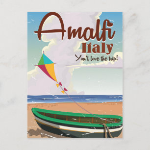 Amalfi coast Italy Vintage travel poster print Postcard