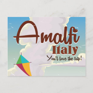 Amalfi coast Italy Vintage travel poster print Postcard