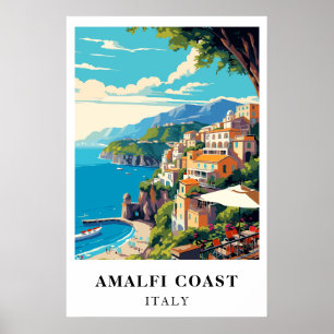Amalfi Coast Italy Vintage Travel Retro Wall Art