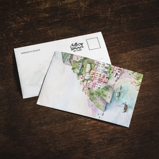 Amalfi Coast Italy Watercolor Postcard (Creator Uploaded)