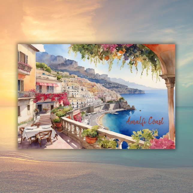 Amalfi Coast Italy Watercolor Sketch  | Poster (Creator Uploaded)