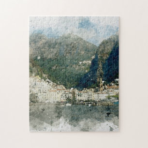 Amalfi coast italy watercolour jigsaw puzzle