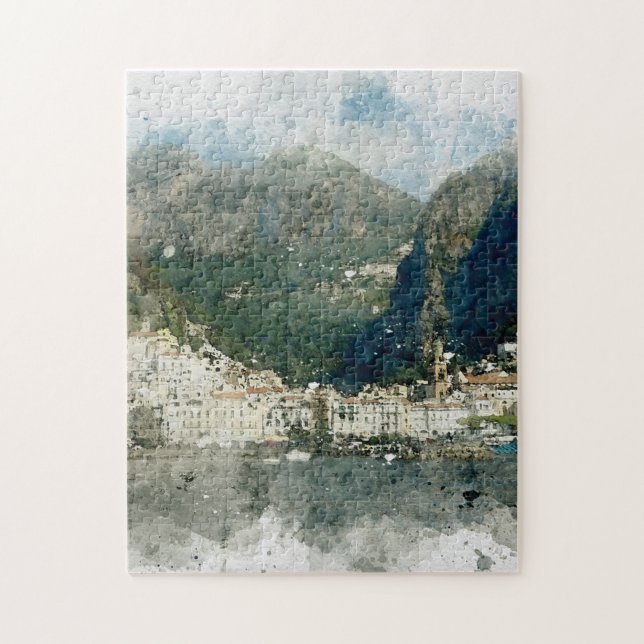 Amalfi coast italy watercolour jigsaw puzzle (Vertical)