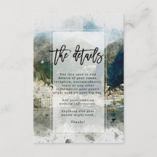 Amalfi Coast, Italy wedding details information Enclosure Card