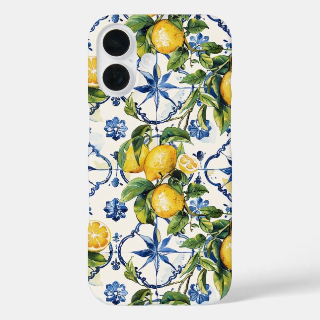 Amalfi Coast Lemon and Tiles Pattern Case-Mate iPhone Case (Back)