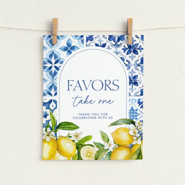 Amalfi Coast Lemon Baby Shower Favors Sign (Creator Uploaded)