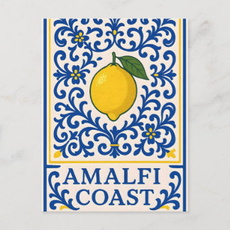 Amalfi Coast Lemon – Blue Ornament Tile Italia Des Holiday Postcard