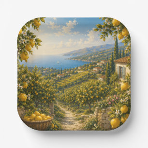 Amalfi Coast Lemon Grove Mediterranean Italian Paper Plate