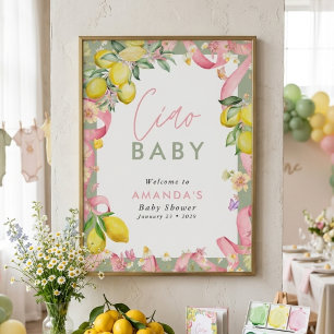 Amalfi Coast Lemon Summer Italian Ciao Baby Shower Poster