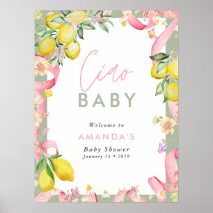 Amalfi Coast Lemon Summer Italian Ciao Baby Shower Poster