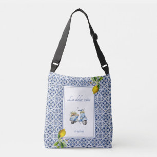 Amalfi Coast Lemon Tiles Italy Personalised Crossbody Bag