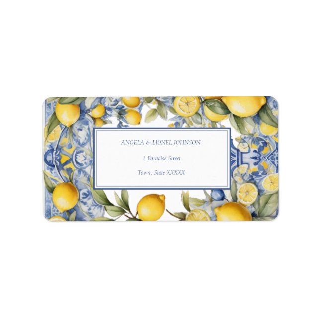 Amalfi Coast Lemon Tiles Italy Personalised names Label (Front)