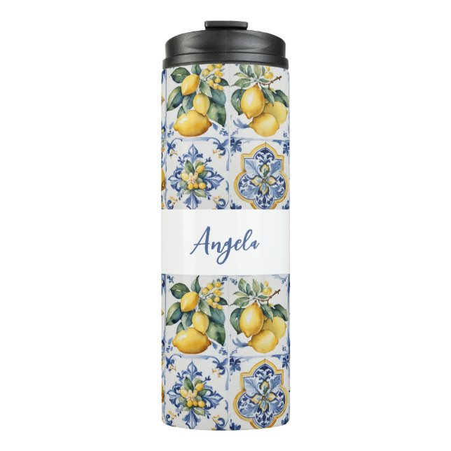 Amalfi Coast Lemon Tiles Italy  Thermal Tumbler (Front)
